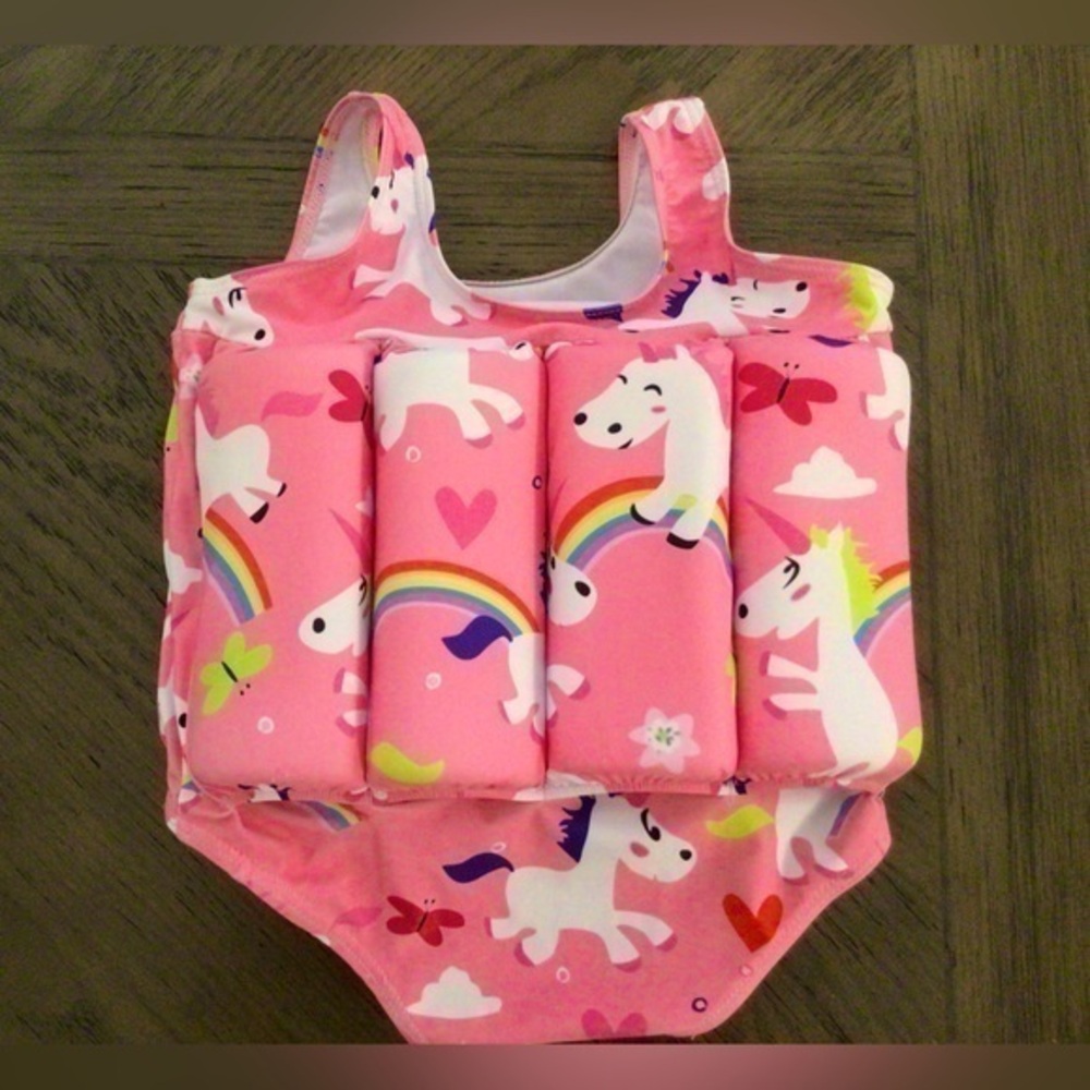 2T Toddler girl swimsuit with built in flotation